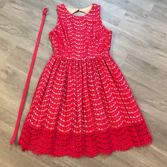 ELIZA J Pink Eyelet Dress Size 8 - Picture 3 of 10